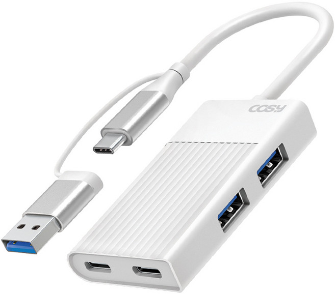 코시 4포트 5Gbps 고속 멀티허브 USB 3.2 A / C타입, 화이트, 1개