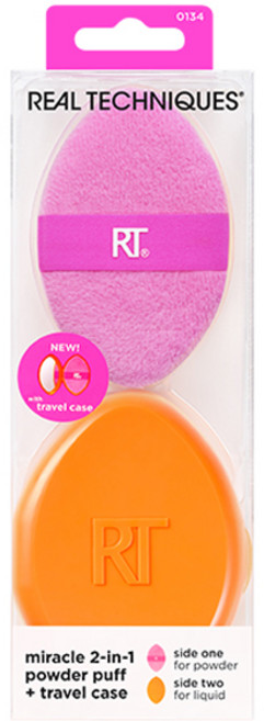 리얼테크닉스 미라클 2in1 파우더 퍼프 + 케이스 세트, 1세트