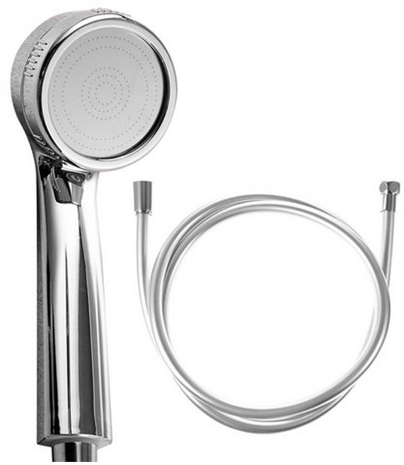 comet 增強水壓蓮蓬頭 + PVC軟管 2m, 銀色, 1組