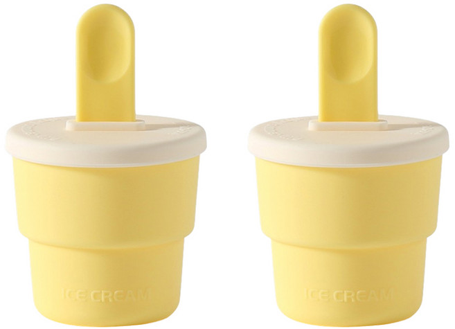 이지실리 수제 아이스크림틀 실리콘 몰드, 옐로우, 2개
