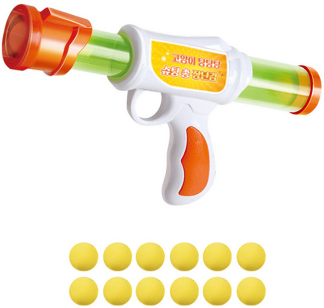 티티펫 고양이 탕탕탕 슈팅 총 장난감 + 공 12p, 혼합색상, 1세트