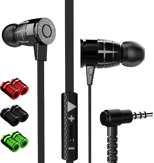 808 게이밍 인이어 마그네틱 노이즈캔슬링 유선 이어폰 + 연장 이어폰 + Y잭 세트 블랙