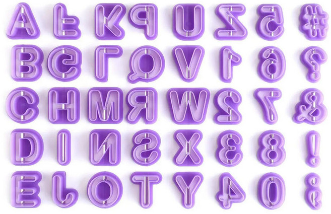베스톰 미니 숫자 알파벳 쿠키커터 40종 세트, 퍼플, 1세트
