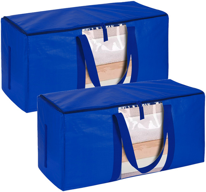 하늬통상 대용량 대형 타포린백, 투명창 블루, 2개