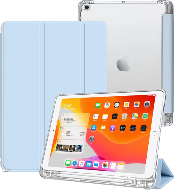 태블릿나라 클리어 애플펜슬 수납 태블릿 케이스, 블루, 1개