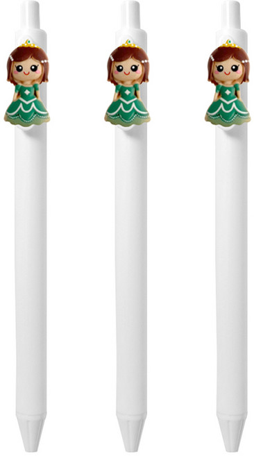 큐티파츠 젤펜 프린세스 0.5mm, 그린, 3개