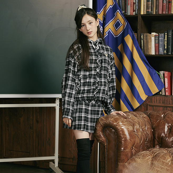 애플핑크 여아용 체크 플리츠 스커트 S561