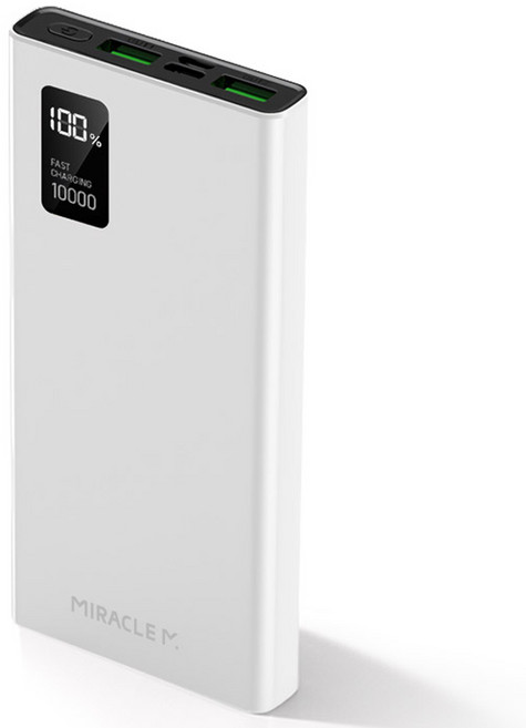 미라클엠 고속충전 보조배터리 10000mAh C타입, MPB-10K, 화이트