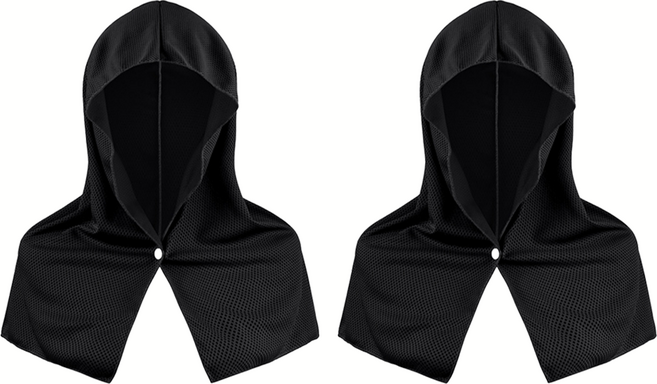 다정다감 쿨링 햇빛 차단 후드 스포츠 타올, 블랙, 2개