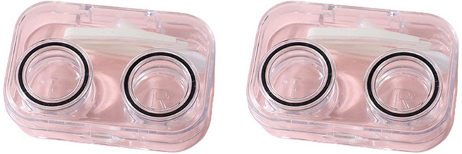 헬씨닷 심플 투명 콘텍트렌즈통, 블랙, 2개