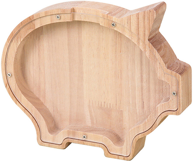 투명 아크릴 우드 저금통, 돼지, 1개