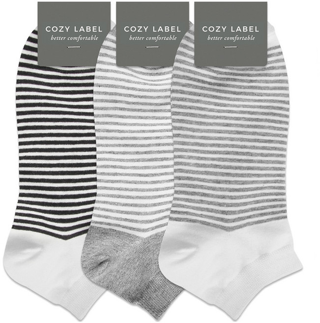 코지라벨 남성용 스트라이프 데일리 패션 발목 양말 믹스 3켤레 A세트