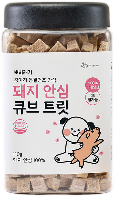 뽀시래기 강아지 동결건조 간식 큐브 트릿, 돼지안심, 110g, 1개