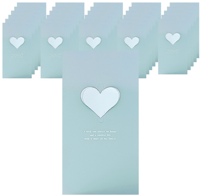 마켓감성 기프트 선물 편지 카드, 블루 하트, 100개