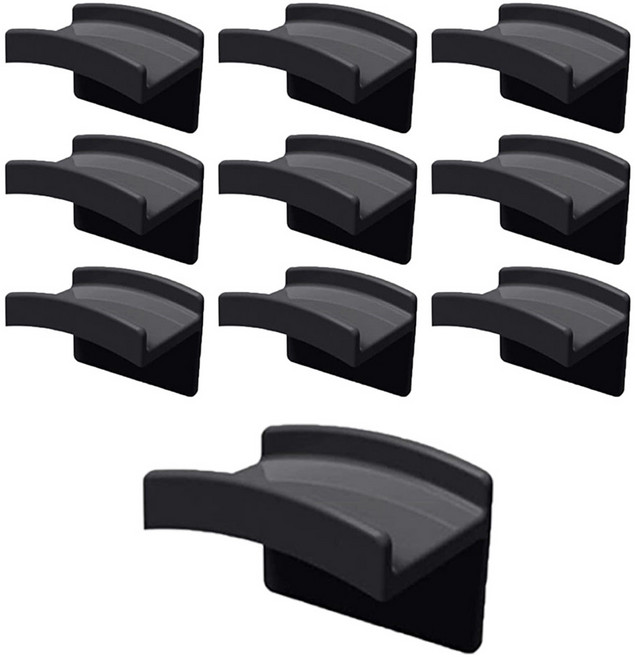 홈바내쓰 무타공 강력 접착식 가방 모자걸이 벽걸이 후크, 블랙, 10개