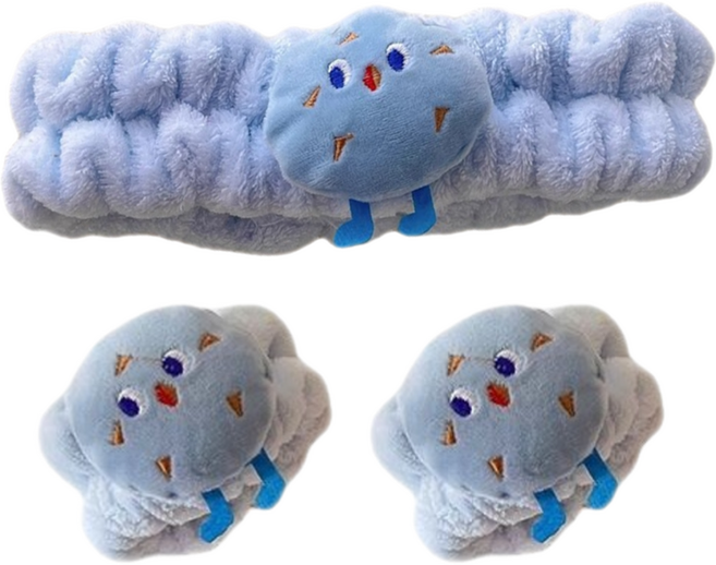 다정다감 캐릭터 세안 헤어밴드 19 x 5 cm + 손목밴드 2p, 쿠키, 1세트