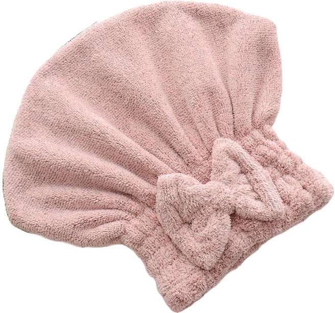 블루밍 벨벳 헤어타올 터번 34 x 28 cm, 핑크, 1개