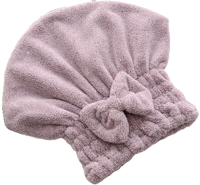 블루밍 벨벳 헤어타올 터번 34 x 28 cm, 퍼플, 1개