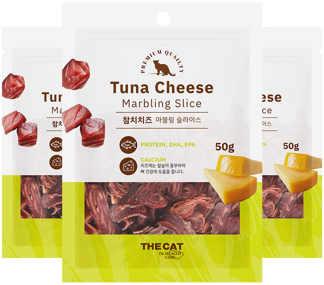 더캣 고양이 마블링 슬라이스 간식, 혼합맛(참치/치즈), 50g, 3개