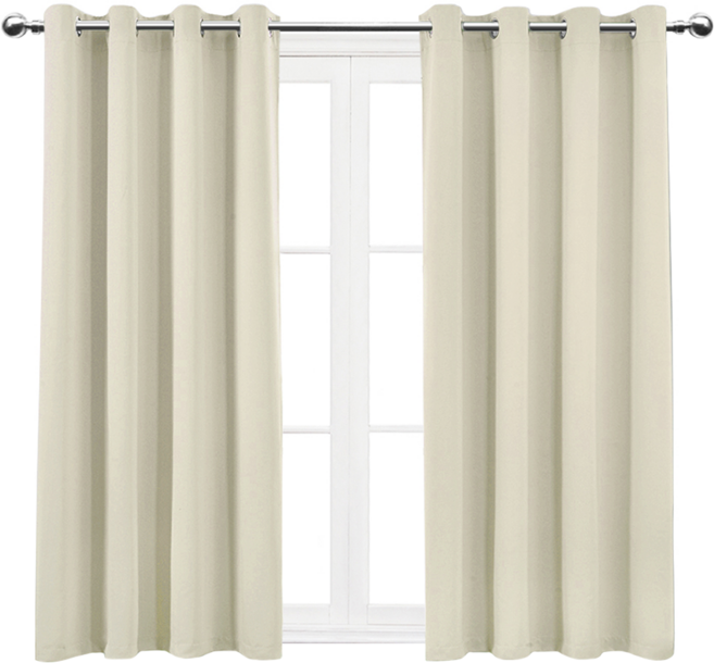 comet 隔熱遮光打孔式窗簾 附窗簾綁帶, 米白色