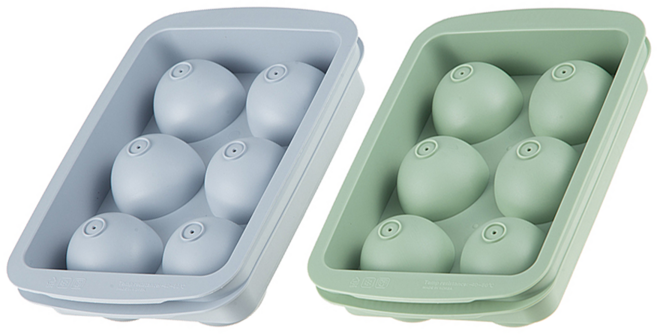 comet 6格冰球製冰盒, 綠色，灰色, 2個