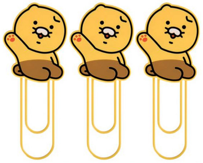 카카오프렌즈 춘식이 빅클립 북마크 인사, 혼합색상, 3개