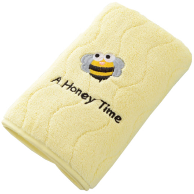 소니오 귀여운 자수 소프트 바스타월 35 x 75 cm, 02 옐로우허니, 1개