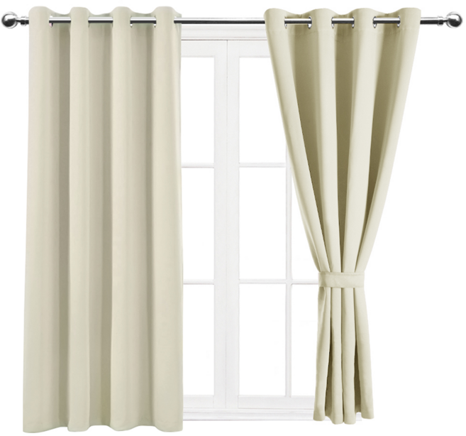 comet 打孔遮光隔熱窗簾 附窗簾綁帶 2個, 米白色