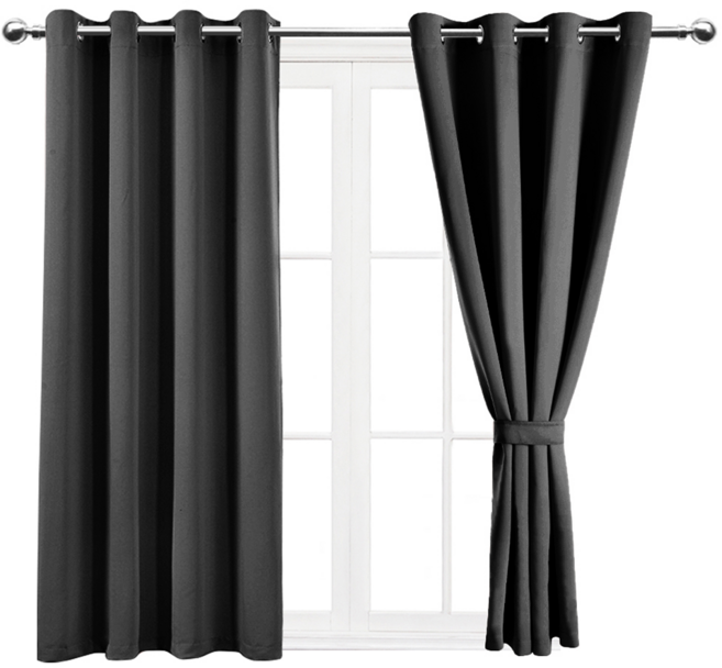 comet 打孔遮光隔熱窗簾 附窗簾綁帶 2個, 黑色