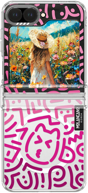 모란카노 크리스탈 투명 맥세이프 디자인 라인아트 휴대폰 케이스