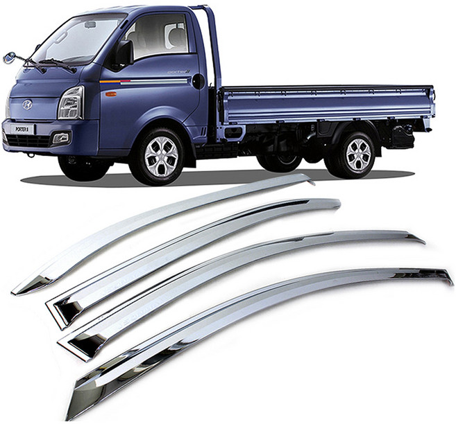 지엠지모터스 차량용 빗물받이 썬바이저 1세트, 크롬, 포터2 2004년형