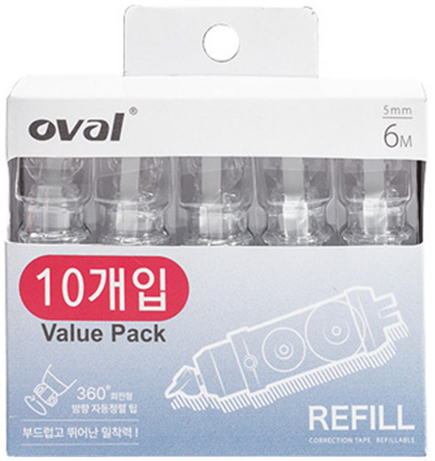 oval 歐文 修正帶補充蕊 5mm x 6m 10入, 1個, 白色