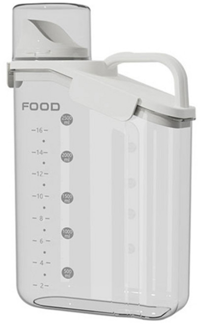 딩동펫 반려동물 심플 이중밀폐 투명 사료통, 화이트, 2.8L, 1개