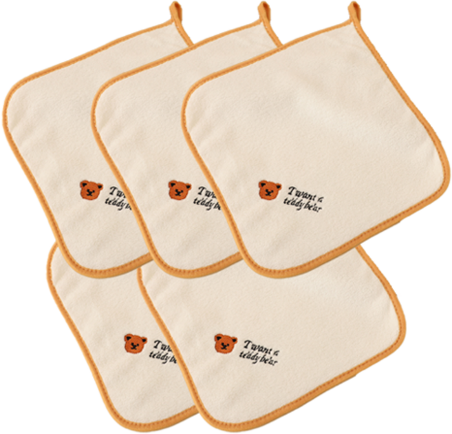 타이탄 고퀄리티 고리 미니 타올 25g, 곰헤드, 5개