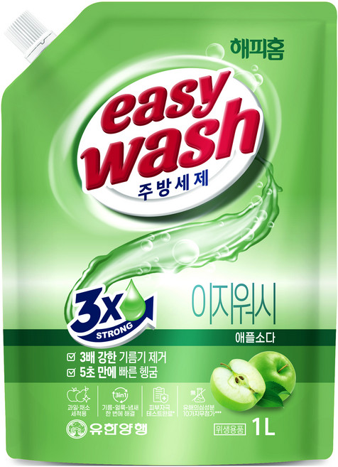 해피홈 주방세제 이지워시 애플소다 리필, 1L, 1개