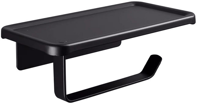 comet 黏貼式鋁製捲筒衛生紙收納架, 1個, 黑色