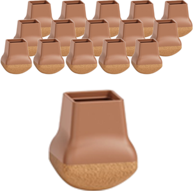 써뉴즈 미끄럼방지 의자 가구 발커버 사각, 브라운, 16개