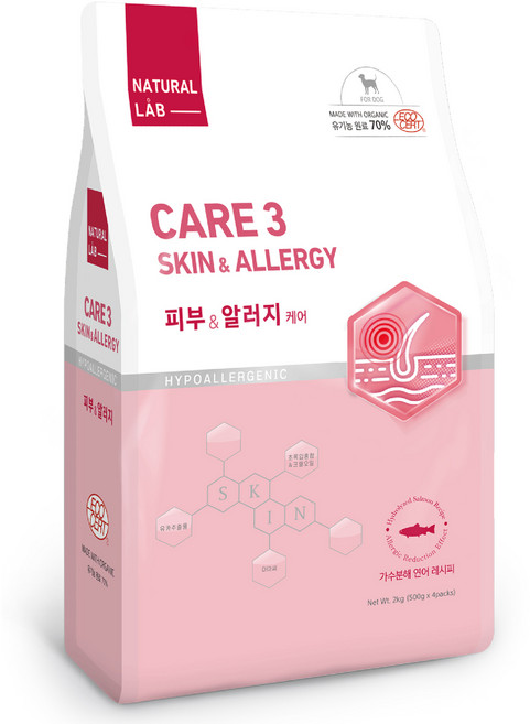 네츄럴랩 강아지 케어 유기농 기능성 사료, 피부/피모+알러지, 2kg, 1개