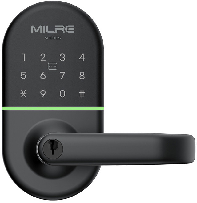 Milre 美樂 免鑽孔木門專用 附把手數位電子門鎖 M-600S + 卡片鑰匙 3p + 鑰匙 2p 組, 顧客自行安裝