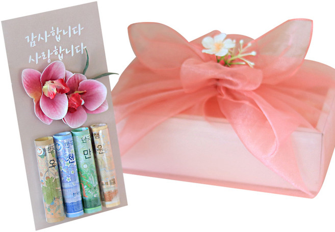 고저스 서양난 용돈봉투 보자기 세트, 핑크, 1세트