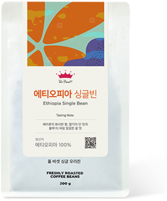 폴바셋 싱글 오리진 에티오피아 원두, 홀빈(분쇄안함), 200g, 1개