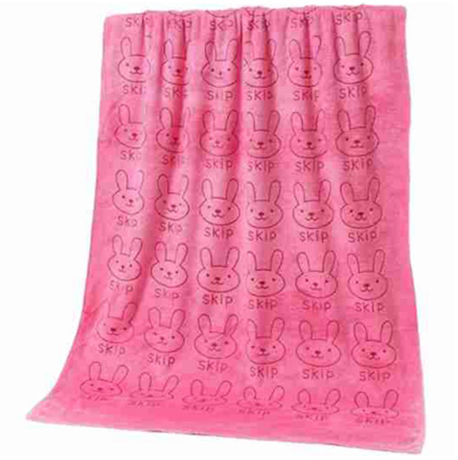 소니오 래빗앤베어 극세사 바스 비치타월 70 x 140 cm, 05 핫핑크래빗, 1개