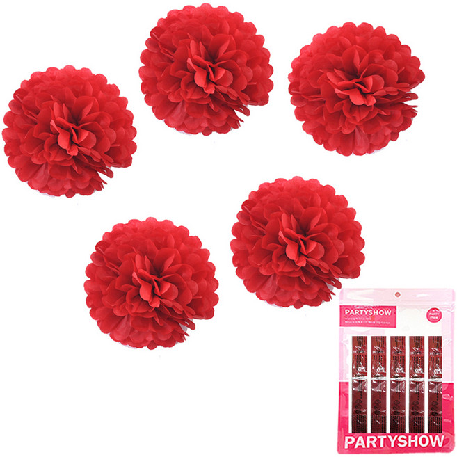 파티쇼 파티 꽃볼 플라워 카네이션 장식 5p, 레드