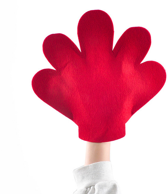파티쇼 응원 펠트 손바닥장갑, 레드, 1개