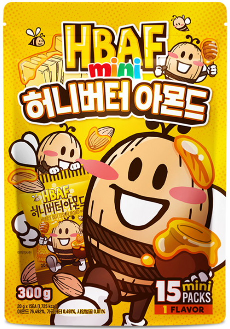 HBAF 蜂蜜奶油杏仁果迷你包 15包入, 300g, 1袋