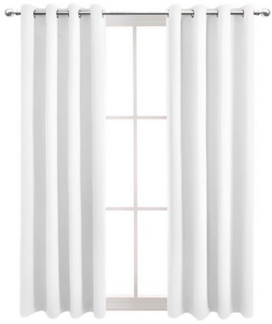 comet 隔熱遮光打孔式窗簾 附窗簾綁帶, 純白色