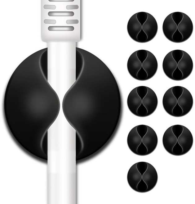 엔더 USB 충전 케이블 선정리 홀더 클립 1구, 10개, 블랙