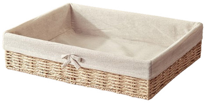 블럭마트 리본 라탄 바구니, 라이트브라운, 1개