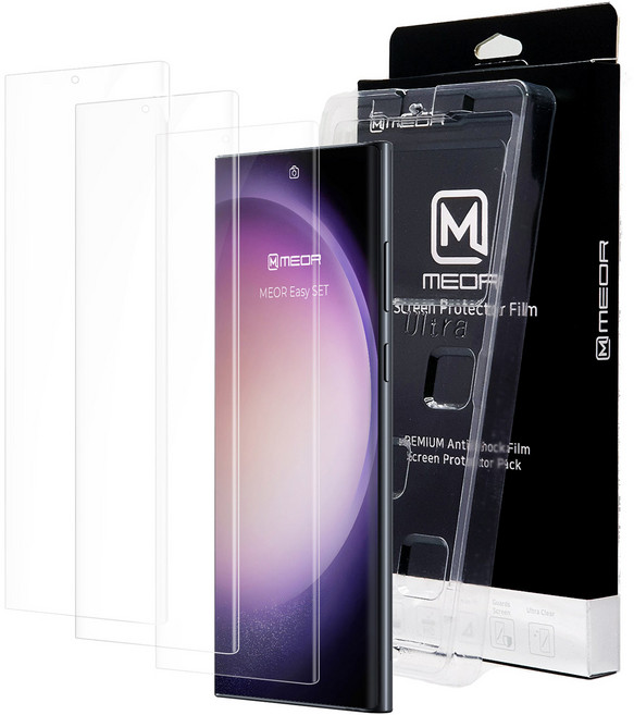 메오르 쉬운부착 PET 휴대폰 액정보호필름 3p + 쉬운부착 가이드툴 세트, 1세트