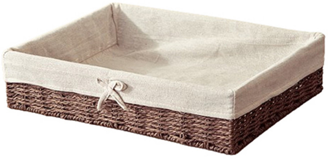 블럭마트 리본 라탄 바구니, 다크브라운, 1개